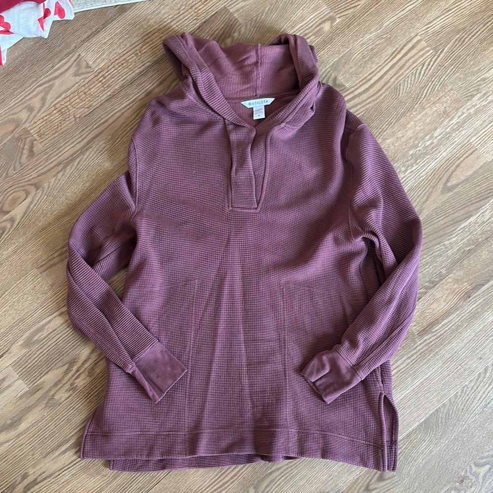 Purple Hooded Long Sleeve Top